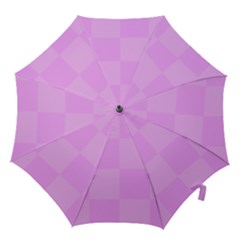 Pink Gingham Check Squares Hook Handle Umbrellas (large) by yoursparklingshop