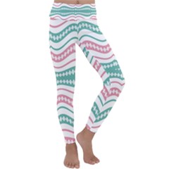 Waving Lines Vivid Pattern Kids  Lightweight Velour Classic Yoga Leggings by dflcprintsclothing