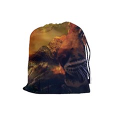Tiger King In A Fantastic Landscape From Fonebook Drawstring Pouch (large) by 2853937