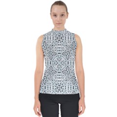 Dots Motif Geometric Print Design Mock Neck Shell Top by dflcprintsclothing