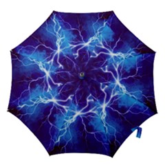 Blue Thunder Lightning At Night, Graphic Art Hook Handle Umbrellas (small) by picsaspassion