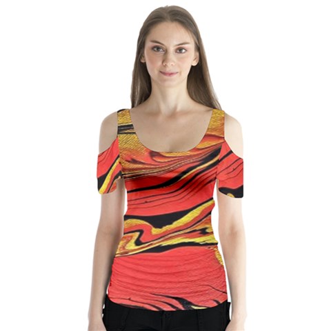 Warrior s Spirit  Butterfly Sleeve Cutout Tee  by BrenZenCreations