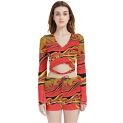 Warrior Spirit Velvet Wrap Crop Top And Shorts Set