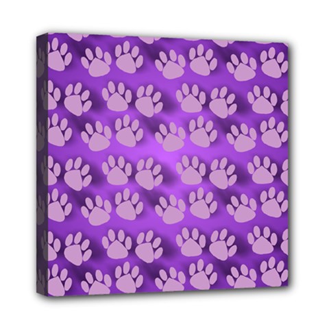 Pattern Texture Feet Dog Purple Mini Canvas 8  X 8  (stretched) by Dutashop