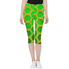 Hexagon Window Inside Out Lightweight Velour Capri Leggings  by essentialimage365