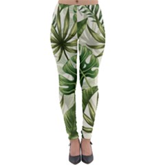 Tropical Leaves Lightweight Velour Leggings