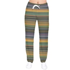 Multicolored Linear Abstract Print Women Velvet Drawstring Pants by dflcprintsclothing