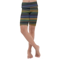 Multicolored Linear Abstract Print Kids  Lightweight Velour Cropped Yoga Leggings by dflcprintsclothing