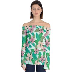 Floral Pattern Off Shoulder Long Sleeve Top by ExtraAwesomeSauce