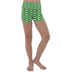 Clover Leaf Shamrock St Patricks Day Kids  Lightweight Velour Yoga Shorts by Dutashop