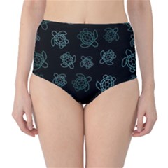Blue Turtles On Black Classic High-waist Bikini Bottoms by contemporary