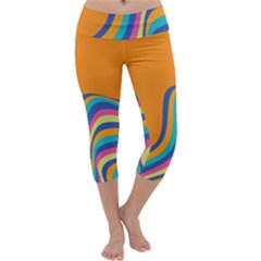 Psychedelic-groovy-pattern Capri Yoga Leggings by designsbymallika
