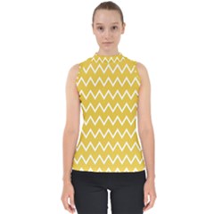 Chevroncolorsblancjaune76 Mock Neck Shell Top