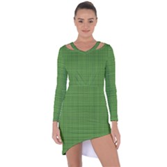 Green Knitted Pattern Asymmetric Cut-out Shift Dress by goljakoff