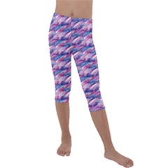 Pink Purple Shade Kids  Lightweight Velour Capri Leggings  by designsbymallika