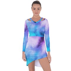 Metallic Paint Asymmetric Cut-out Shift Dress by goljakoff