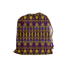Fancy Ornate Pattern Mosaic Print Drawstring Pouch (large) by dflcprintsclothing