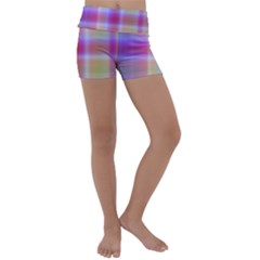 Yellow Squares In Pink Kids  Lightweight Velour Yoga Shorts by JustToWear