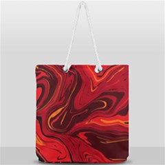 Red Vivid Marble Pattern 15 Full Print Rope Handle Tote (large) by goljakoff