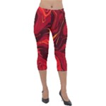Red Vivid Marble Pattern 15 Lightweight Velour Capri Leggings 