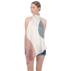 Abstract Shapes  Halter Asymmetric Satin Top by Sobalvarro