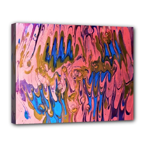 Painted Ornate, Marbling Art Canvas 14  X 11  (stretched) by kaleidomarblingart