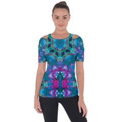 Peacock2 Shoulder Cut Out Short Sleeve Top by LW323