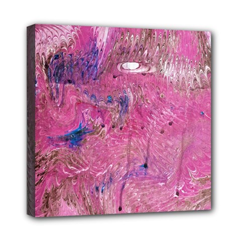 Pink Feathers Mini Canvas 8  X 8  (stretched) by kaleidomarblingart