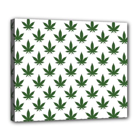 Weed At White, Ganja Leafs Pattern, 420 Hemp Regular Theme Deluxe Canvas 24  X 20  (stretched)