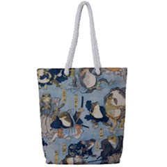 Famous Heroes Of The Kabuki Stage Played By Frogs  Full Print Rope Handle Tote (small) by Sobalvarro