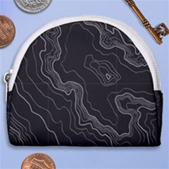 Black Topography Horseshoe Style Canvas Pouch by goljakoff