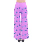 Blue butterflies at pastel pink color background So Vintage Palazzo Pants