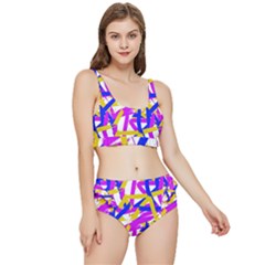 Colored Stripes Frilly Bikini Set by UniqueThings
