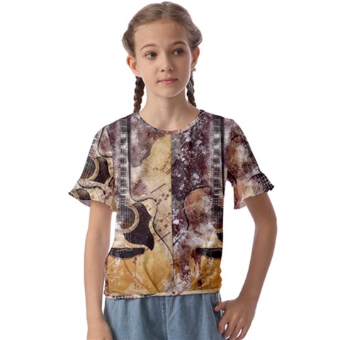 Guitar Kids  Cuff Sleeve Scrunch Bottom Tee by LW323