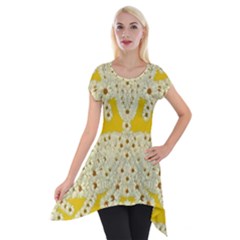 Sunshine Colors On Flowers In Peace Short Sleeve Side Drop Tunic by pepitasart