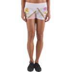 Minimal Peach Gold Floral Marble A Yoga Shorts