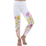 Minimal Peach Gold Floral Marble A Kids  Lightweight Velour Classic Yoga Leggings