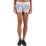 Minimal Silver Blue Marble Bouquet A Yoga Shorts