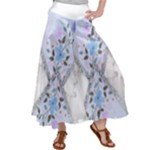 Minimal Silver Blue Marble Bouquet A Satin Palazzo Pants