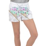 Minimal Green Gold Floral Marble A Velour Lounge Shorts
