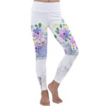 Minimal Purble Floral Marble A Kids  Lightweight Velour Classic Yoga Leggings