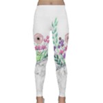 Minimal Silver Floral Marble A Lightweight Velour Classic Yoga Leggings
