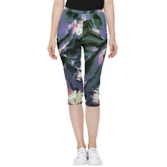 Abstract Wannabe Inside Out Lightweight Velour Capri Leggings  by MRNStudios