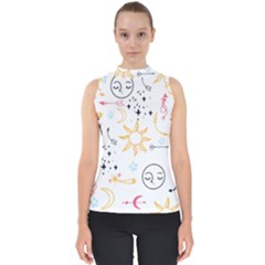 Pattern Mystic Mock Neck Shell Top by alllovelyideas