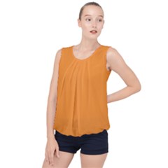 Deep Saffron Orange Bubble Hem Chiffon Tank Top by FabChoice