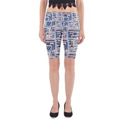 Ethnic Geometric Abstract Textured Art Yoga Cropped Leggings by dflcprintsclothing