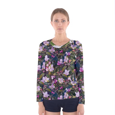 Apple Blossom  Women s Long Sleeve Tee by SychEva