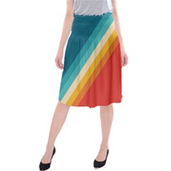 Classic Retro Stripes Midi Beach Skirt by AlphaOmega