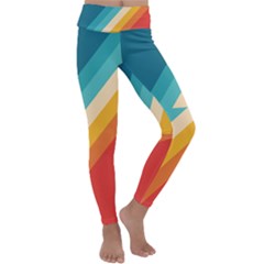 Classic Retro Stripes Kids  Lightweight Velour Classic Yoga Leggings by AlphaOmega