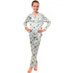 Uruguay Symbol Motif Pattern Kid s Satin Long Sleeve Pajamas Set by dflcprintsclothing